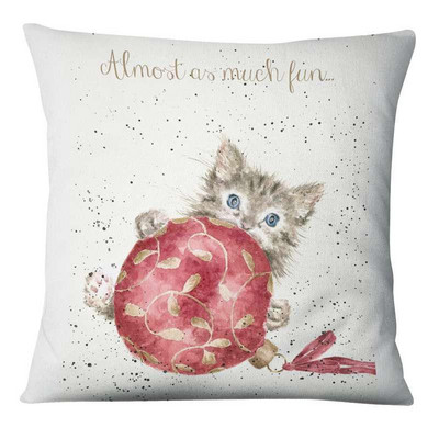 Zabavna božićna ilustracija Jastučnica s printom Jelen Djed Božićnjak Jastuk Ukrasni jastuci Jastuci za kućni dekor Ukrasni jastuci za kauč 17*17 inča