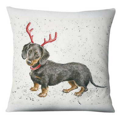 Zabavna božićna ilustracija Jastučnica s printom Jelen Djed Božićnjak Jastuk Ukrasni jastuci Jastuci za kućni dekor Ukrasni jastuci za kauč 17*17 inča