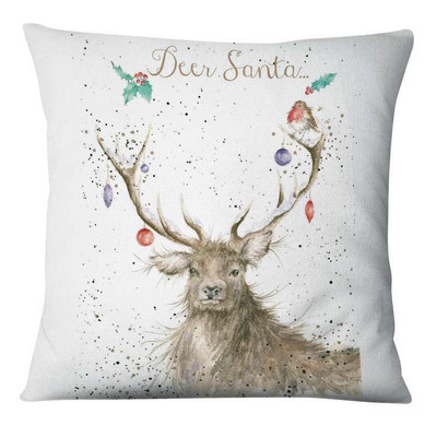 Zabavna božićna ilustracija Jastučnica s printom Jelen Djed Božićnjak Jastuk Ukrasni jastuci Jastuci za kućni dekor Ukrasni jastuci za kauč 17*17 inča