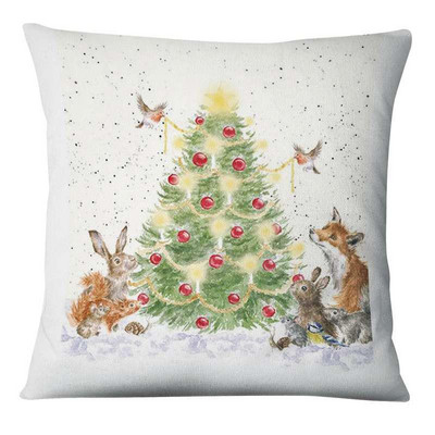 Zabavna božićna ilustracija Jastučnica s printom Jelen Djed Božićnjak Jastuk Ukrasni jastuci Jastuci za kućni dekor Ukrasni jastuci za kauč 17*17 inča