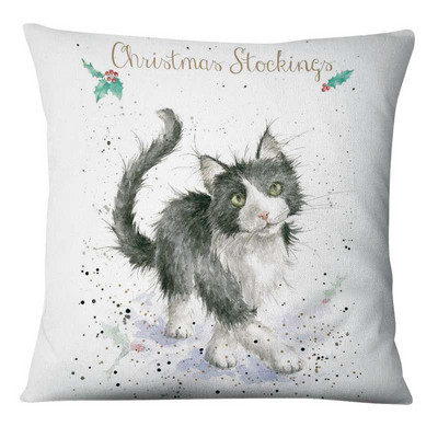 Zabavna božićna ilustracija Jastučnica s printom Jelen Djed Božićnjak Jastuk Ukrasni jastuci Jastuci za kućni dekor Ukrasni jastuci za kauč 17*17 inča