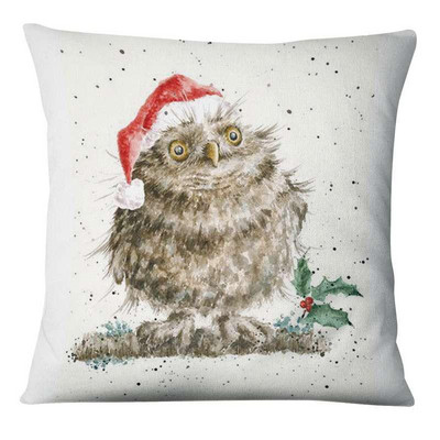 Zabavna božićna ilustracija Jastučnica s printom Jelen Djed Božićnjak Jastuk Ukrasni jastuci Jastuci za kućni dekor Ukrasni jastuci za kauč 17*17 inča