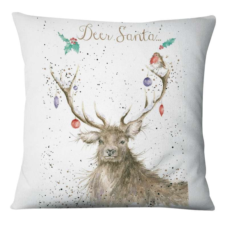 Zabavna božićna ilustracija Jastučnica s printom Jelen Djed Božićnjak Jastuk Ukrasni jastuci Jastuci za kućni dekor Ukrasni jastuci za kauč 17*17 inča