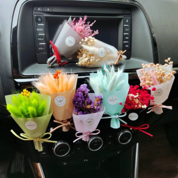 1PC Творчески букет от сухи цветя Автомобилен вентилационен отвор Мини букет Вечен плаващ орнамент