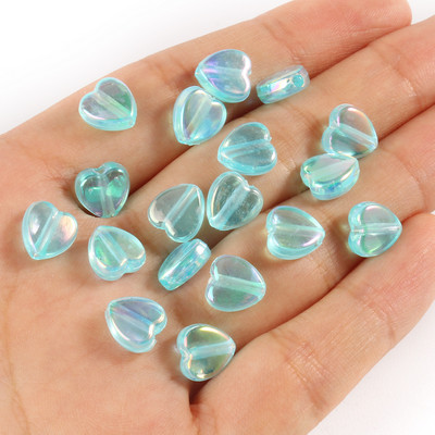 40 komada 9x8x4 mm perle od akrilnog stakla u obliku srca, prozirne perle u duginim bojama za izradu nakita DIY ručno izrađena narukvica