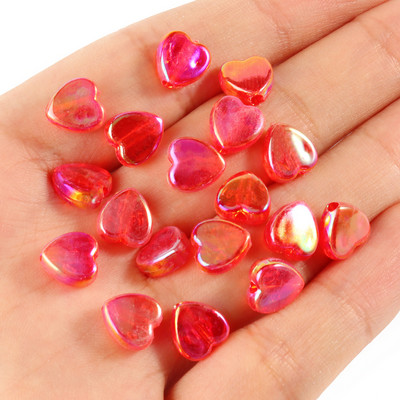 40 komada 9x8x4 mm perle od akrilnog stakla u obliku srca, prozirne perle u duginim bojama za izradu nakita DIY ručno izrađena narukvica