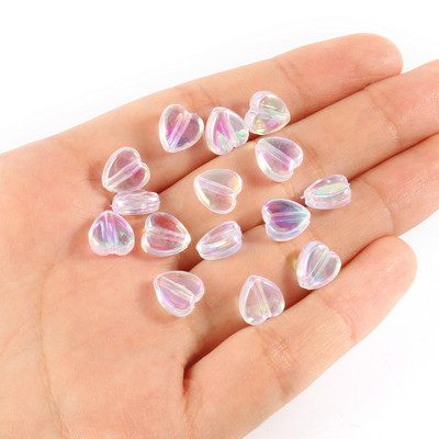 40 komada 9x8x4 mm perle od akrilnog stakla u obliku srca, prozirne perle u duginim bojama za izradu nakita DIY ručno izrađena narukvica