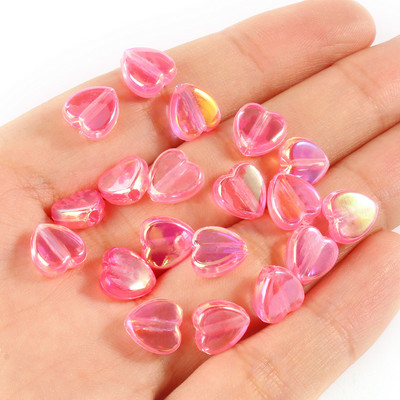 40 komada 9x8x4 mm perle od akrilnog stakla u obliku srca, prozirne perle u duginim bojama za izradu nakita DIY ručno izrađena narukvica