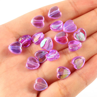 40 komada 9x8x4 mm perle od akrilnog stakla u obliku srca, prozirne perle u duginim bojama za izradu nakita DIY ručno izrađena narukvica