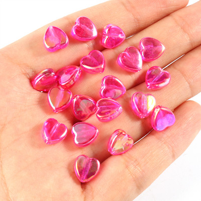 40 komada 9x8x4 mm perle od akrilnog stakla u obliku srca, prozirne perle u duginim bojama za izradu nakita DIY ručno izrađena narukvica