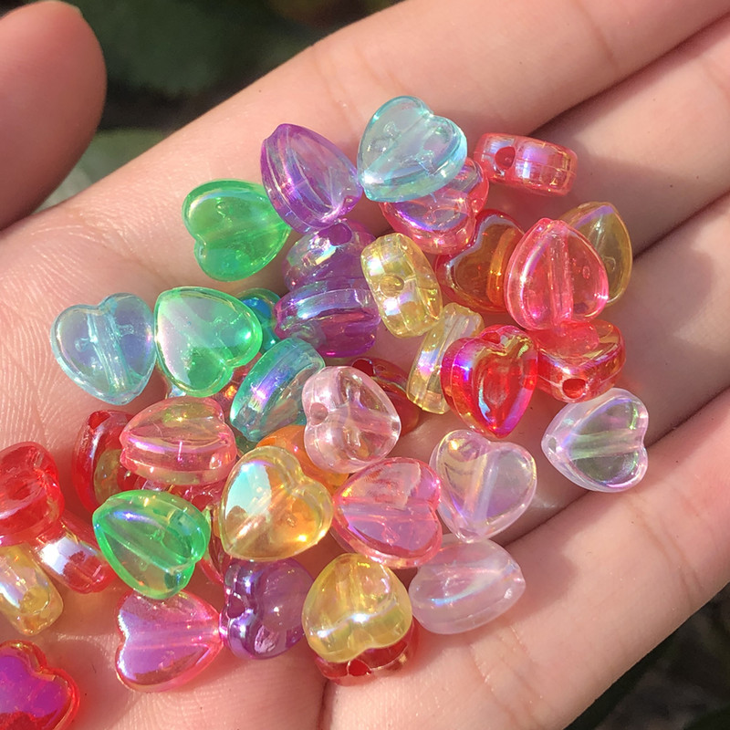40 komada 9x8x4 mm perle od akrilnog stakla u obliku srca, prozirne perle u duginim bojama za izradu nakita DIY ručno izrađena narukvica