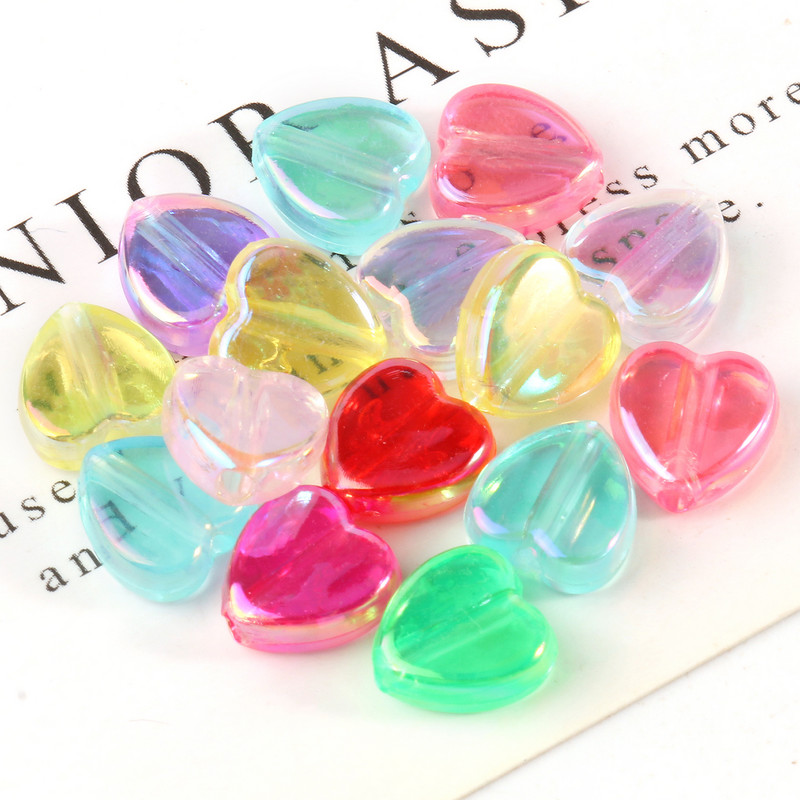40 komada 9x8x4 mm perle od akrilnog stakla u obliku srca, prozirne perle u duginim bojama za izradu nakita DIY ručno izrađena narukvica