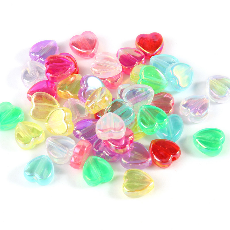 40 komada 9x8x4 mm perle od akrilnog stakla u obliku srca, prozirne perle u duginim bojama za izradu nakita DIY ručno izrađena narukvica