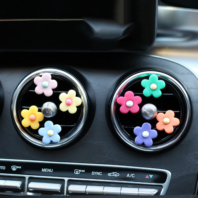 4 buc. Odorizant de mașină cu flori noi de margarete, ieșire pentru parfumuri colorate, clemă de ventilație, parfum auto, accesorii pentru interiorul mașinii