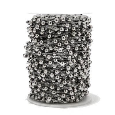 1M zlatni satelitski lanac s vodenim valovima od nehrđajućeg čelika 5 mm kuglasti lančići s kuglicama za DIY Ogrlica Narukvica Narukvica Izrada nakita