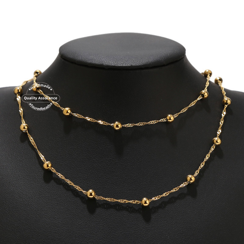 1M zlatni satelitski lanac s vodenim valovima od nehrđajućeg čelika 5 mm kuglasti lančići s kuglicama za DIY Ogrlica Narukvica Narukvica Izrada nakita