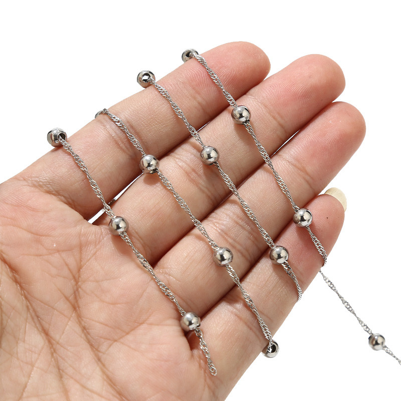 1M zlatni satelitski lanac s vodenim valovima od nehrđajućeg čelika 5 mm kuglasti lančići s kuglicama za DIY Ogrlica Narukvica Narukvica Izrada nakita