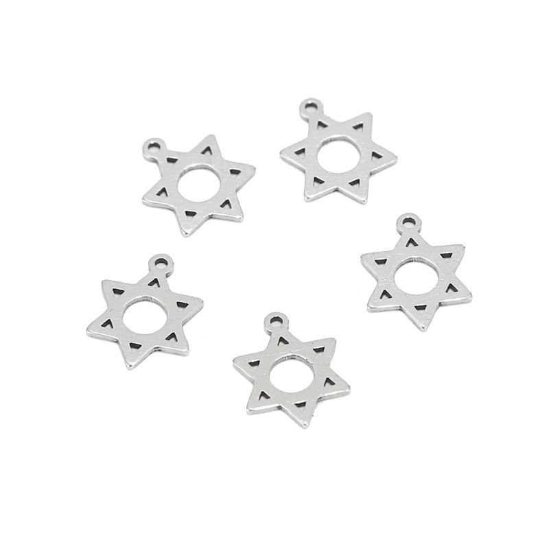 20db rozsdamentes acél arany tónusú 11mm-es Divid Star Charms medálok ékszerkészítéshez kiegészítők