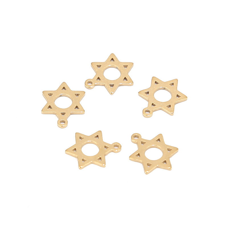 20db rozsdamentes acél arany tónusú 11mm-es Divid Star Charms medálok ékszerkészítéshez kiegészítők