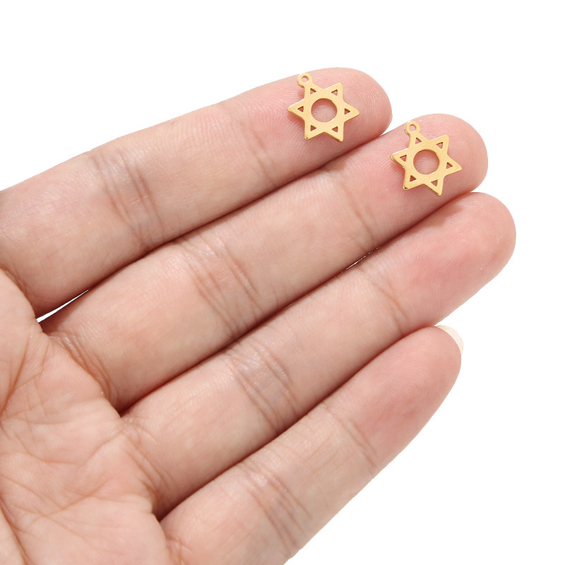 20db rozsdamentes acél arany tónusú 11mm-es Divid Star Charms medálok ékszerkészítéshez kiegészítők