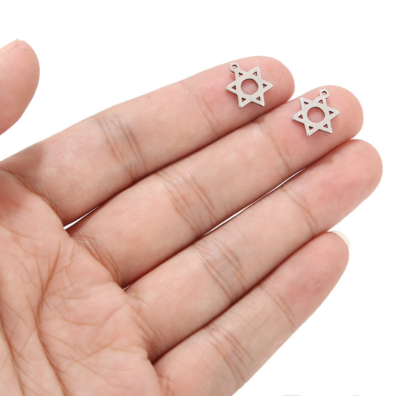 20db rozsdamentes acél arany tónusú 11mm-es Divid Star Charms medálok ékszerkészítéshez kiegészítők