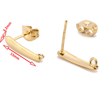 Ανοξείδωτο ατσάλι 10 χιλιοστών χρυσοί στύλοι αυτιών με θηλιές Κούφια στρογγυλά γεωμετρικά σκουλαρίκια με καρφιά Post for earring Making Findings