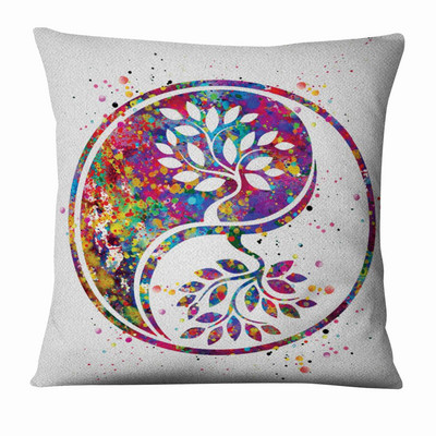 Zen Yoga Art Slika u vodenim bojama Tiskana jastučnica Dekoracija kućnog jastuka Almofadas Decorativas Para Sofa Jastuk za bacanje 45*45