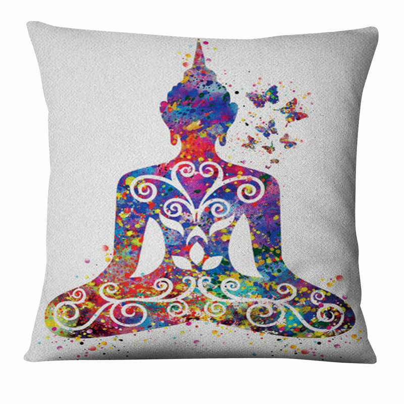 Zen Yoga Art Slika u vodenim bojama Tiskana jastučnica Dekoracija kućnog jastuka Almofadas Decorativas Para Sofa Jastuk za bacanje 45*45