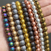 Matirane mat kamene perle od hematita Ružičasto zlatno srebrne boje Prirodne okrugle razmaknice za nakit DIY izrada Dodaci za narukvice