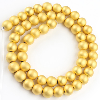 Matirane mat kamene perle od hematita Ružičasto zlatno srebrne boje Prirodne okrugle razmaknice za nakit DIY izrada Dodaci za narukvice