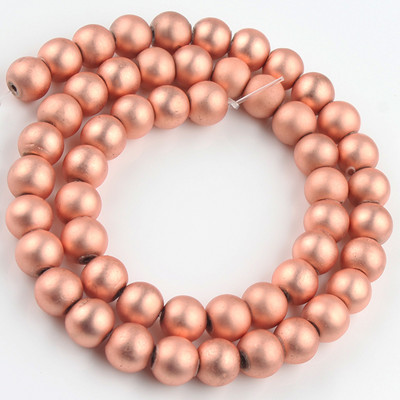 Matirane mat kamene perle od hematita Ružičasto zlatno srebrne boje Prirodne okrugle razmaknice za nakit DIY izrada Dodaci za narukvice