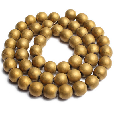 Matirane mat kamene perle od hematita Ružičasto zlatno srebrne boje Prirodne okrugle razmaknice za nakit DIY izrada Dodaci za narukvice