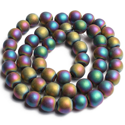 Matirane mat kamene perle od hematita Ružičasto zlatno srebrne boje Prirodne okrugle razmaknice za nakit DIY izrada Dodaci za narukvice