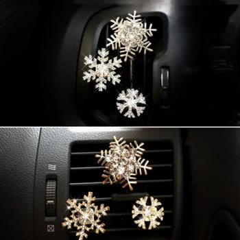 Κλιπ αρώματος εξόδου αέρα αυτοκινήτου δημιουργικό νιφάδα χιονιού με καρφιά με διαμάντια μενταγιόν λιμένα κλιματισμού στολίδια διακοσμητικά προμήθειες αυτοκινήτου