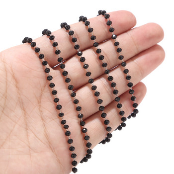 Αλυσίδες με κρυστάλλινες χάντρες 1 μέτρου 3,5 mm από ανοξείδωτο ατσάλι Glass Rondelle Tiny Rosary Chain για προμήθειες κατασκευής κοσμημάτων