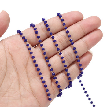 Αλυσίδες με κρυστάλλινες χάντρες 1 μέτρου 3,5 mm από ανοξείδωτο ατσάλι Glass Rondelle Tiny Rosary Chain για προμήθειες κατασκευής κοσμημάτων