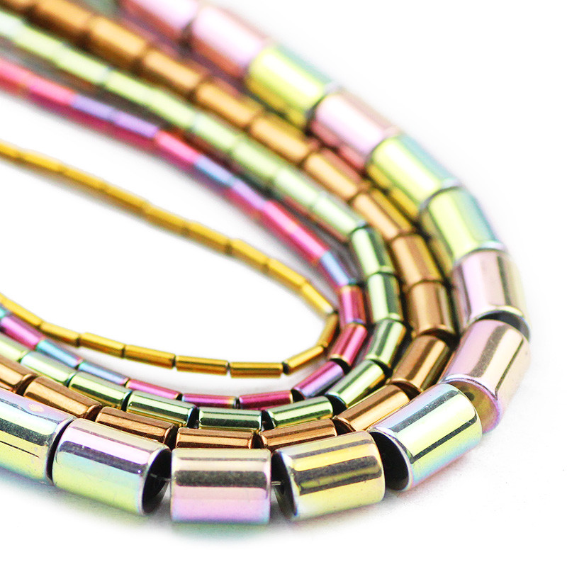 4/6/8MM cilindar okrugli hematit prirodni kamen plava, zlatna boja, crveni odstojnik labave perle za izradu nakita Diy pribor za narukvice