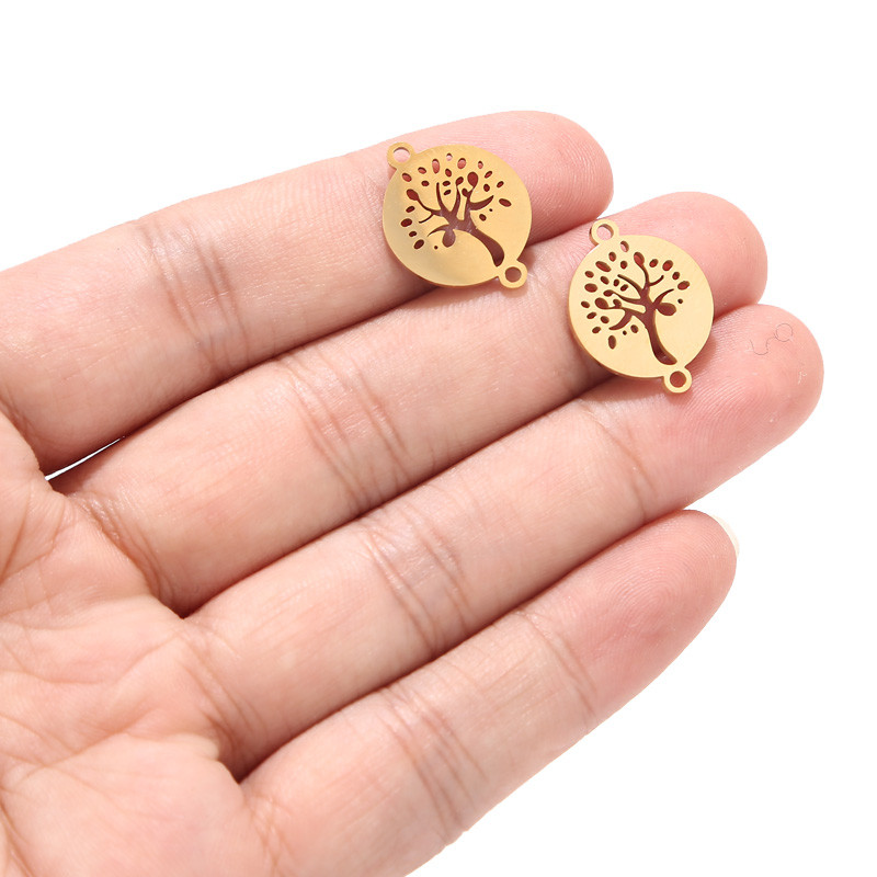 10 komada narukvica s listovima drveća, konektori od nehrđajućeg čelika, 15 mm zlatni konektor za šarm, DIY narukvica, dodaci za izradu nakita