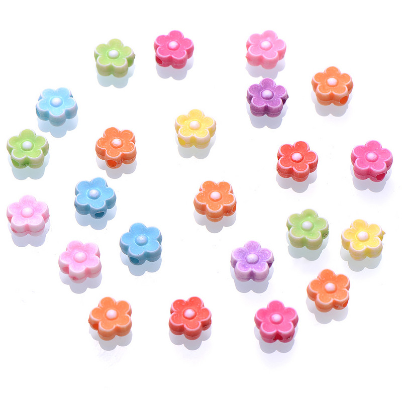 iYOE 100 kom Mješavina antiknih cvjetnih perli 8 mm akrilnih odstojnih perli za izradu narukvica, ogrlica, naušnica DIY ručni radovi