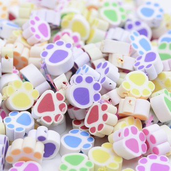 30/50/100Pcs Kawaii Dog Paw Polymer Clay Spacer Loose Beads for Jewelry Making Diy Bocelet κολιέ αξεσουάρ