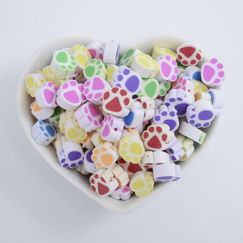 30/50/100Pcs Kawaii Dog Paw Polymer Clay Spacer Loose Beads for Jewelry Making Diy Bocelet κολιέ αξεσουάρ
