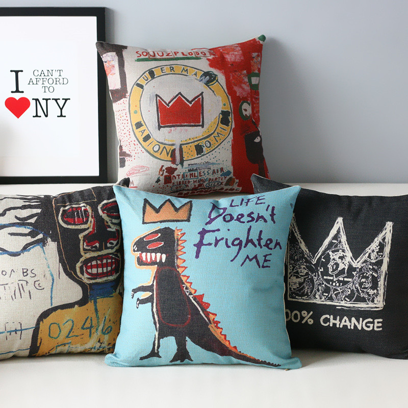 Jastuk s američkim grafitima, crtana geometrija, jastučnica, ukrasni ukras za dom, jastučnica za uredski kauč