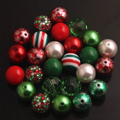 OYKZA RB-016 20mm Mărgele acrilice în stil amestec de culori de Crăciun 50 buc O mulțime de mărgele pentru Bubblegum Mărgele groase Colier Bijuterii