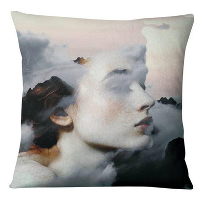 Portret žene Umjetnička slika Otisnuta jastučnica Laneno platno Kolaž Umjetnički leptir Jastuk Ukrasni jastuk Kućni dekor Navlaka za kauč