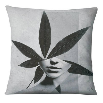 Portret žene Umjetnička slika Otisnuta jastučnica Laneno platno Kolaž Umjetnički leptir Jastuk Ukrasni jastuk Kućni dekor Navlaka za kauč