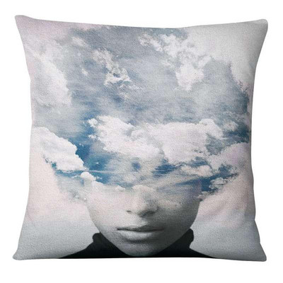 Portret žene Umjetnička slika Otisnuta jastučnica Laneno platno Kolaž Umjetnički leptir Jastuk Ukrasni jastuk Kućni dekor Navlaka za kauč