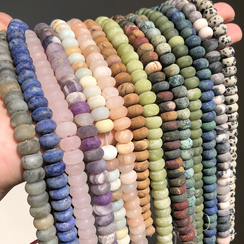 Prirodni mat kamen Rondelle Spacer perle Tirkizni agati Kvarcni mineral Abakus perle za izradu nakita Ručno izrađena narukvica Diy