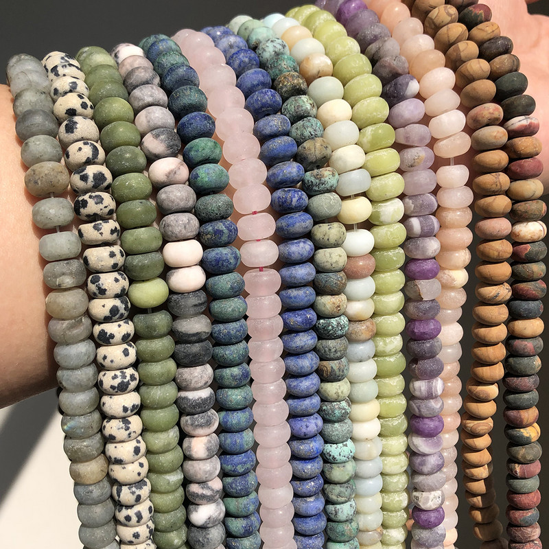 Prirodni mat kamen Rondelle Spacer perle Tirkizni agati Kvarcni mineral Abakus perle za izradu nakita Ručno izrađena narukvica Diy