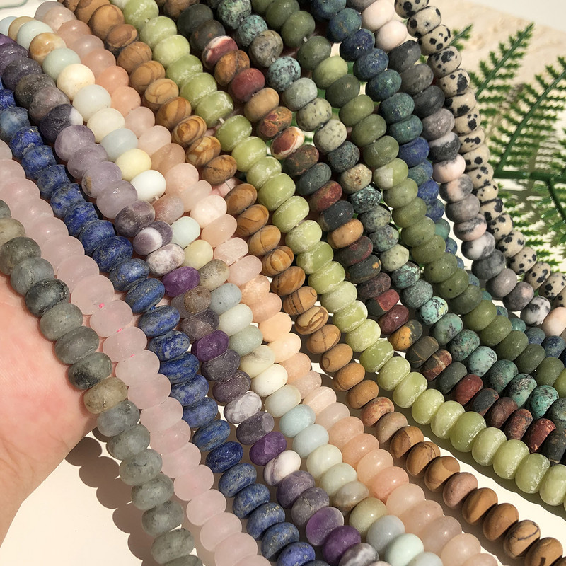 Prirodni mat kamen Rondelle Spacer perle Tirkizni agati Kvarcni mineral Abakus perle za izradu nakita Ručno izrađena narukvica Diy