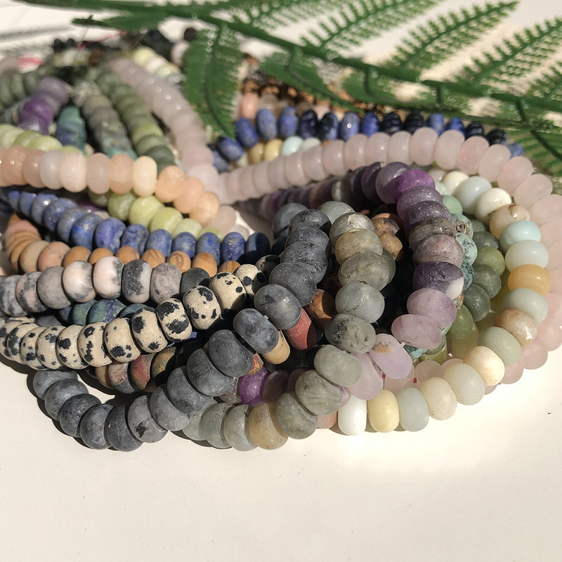Prirodni mat kamen Rondelle Spacer perle Tirkizni agati Kvarcni mineral Abakus perle za izradu nakita Ručno izrađena narukvica Diy